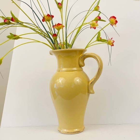 FRENCH country pitcher yellow reproduction jug vase - Picture 3 of 10